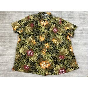 Vintage A Personal Touch Button Up Shirt Womens 3X Floral Hawaian Made in USA
